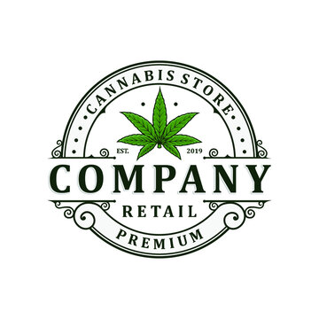 Premium cannabis store logo vector