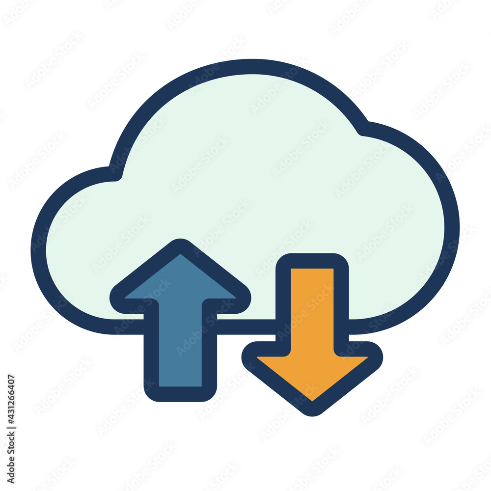 Poster connection transfer cloud wireless single isolated icon with filled line style