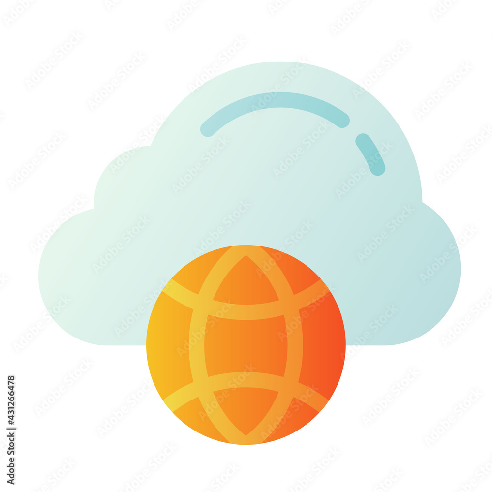 Poster cloud connection internet technology single isolated icon with smooth style