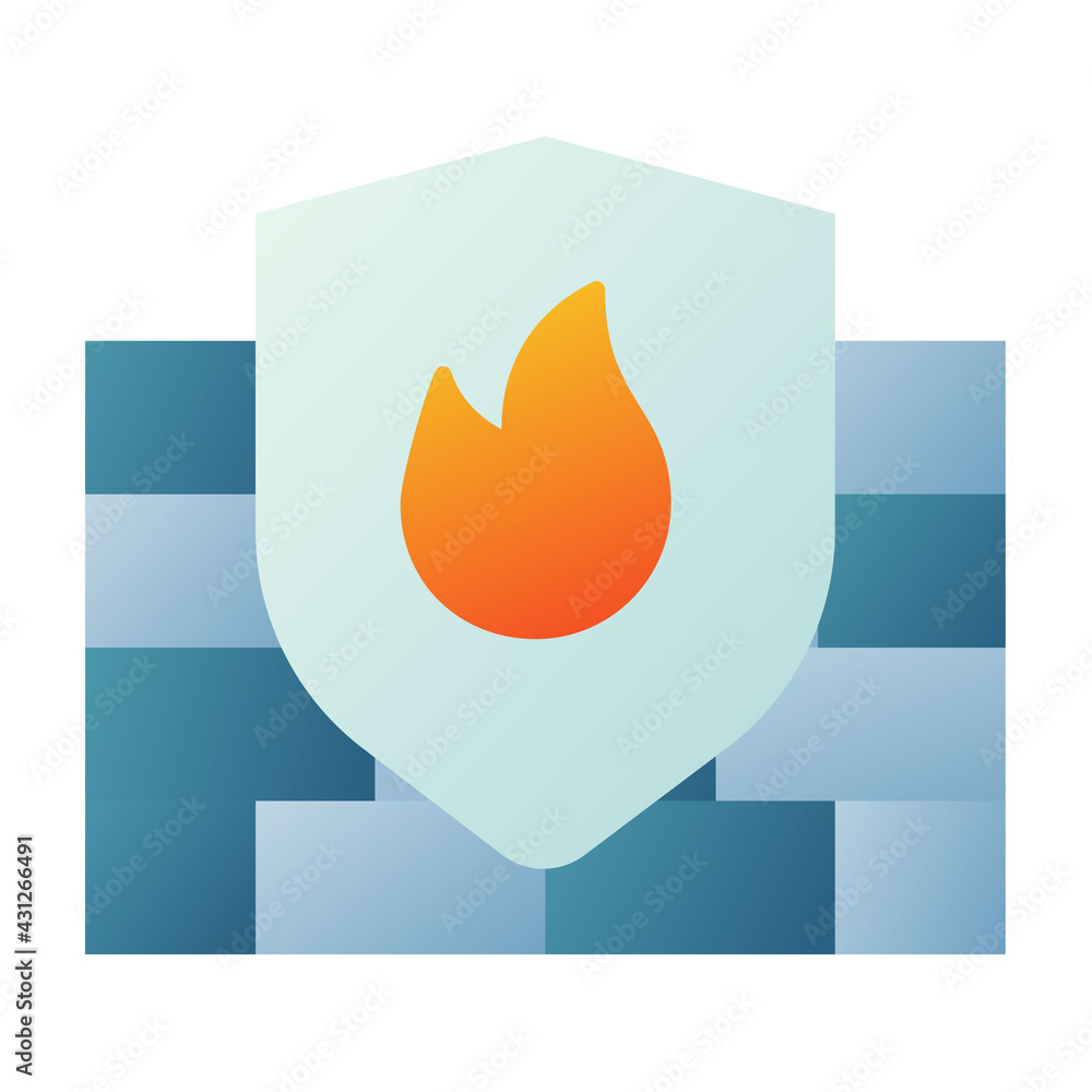 Poster firewall security anti virus protection single isolated icon with smooth style