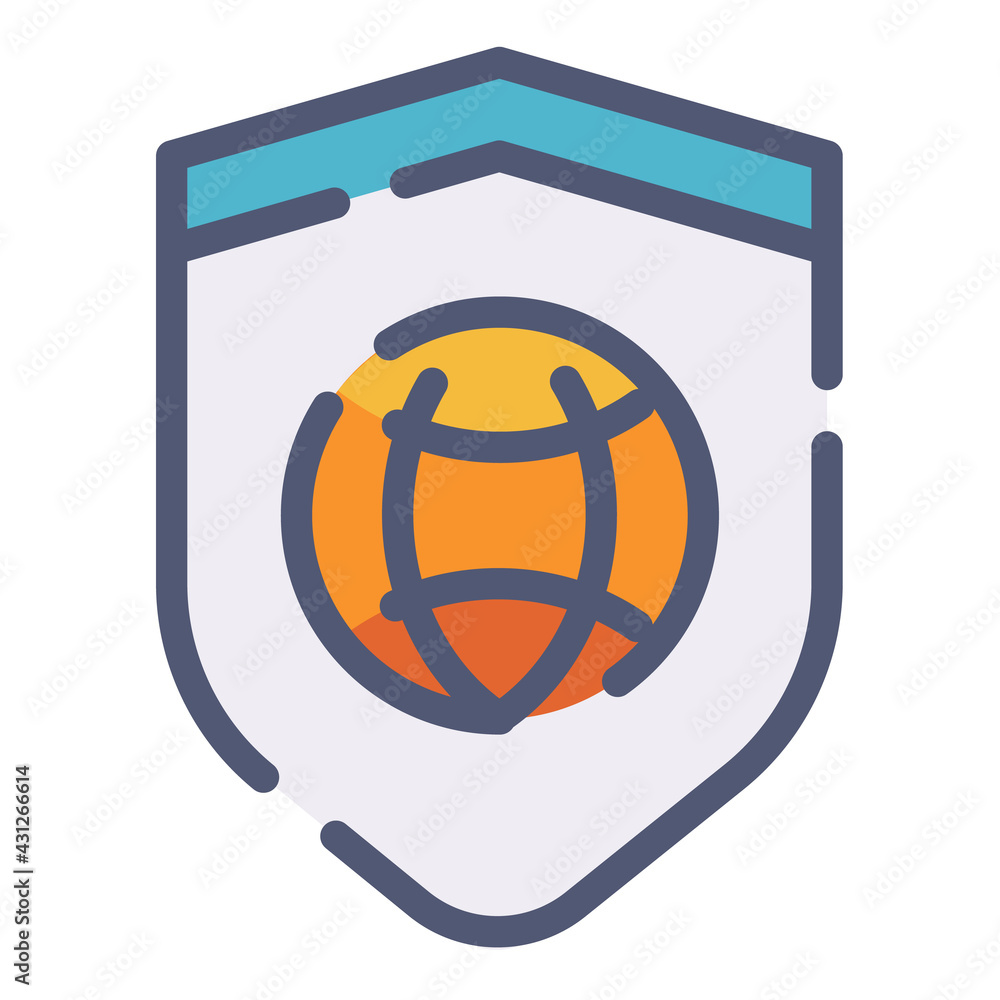 Poster security vpn secure internet single isolated icon with flat dash or dashed style