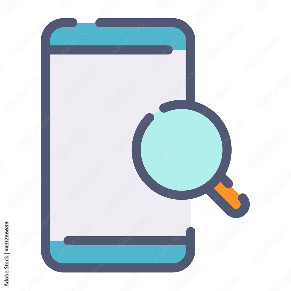 Aufkleber search phone find searching single isolated icon with flat dash or dashed style