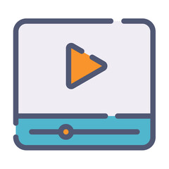 video multimedia streaming movie single isolated icon with flat dash or dashed style