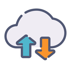 connection transfer cloud wireless single isolated icon with flat dash or dashed style