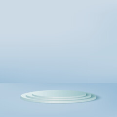 Abstract background with blue color geometric 3d podiums. Vector illustration
