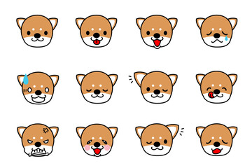 柴犬　イラスト　かわいい　表情　セット　