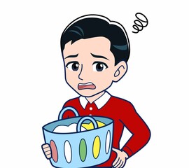 赤い服を着た男性