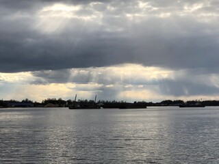 sunset over the river