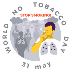 Smoking in public place. Secondhand smoke. Illness risk. Stop smoking. World no tobacco day. Air pollution. Infographic. Vector illustration. Healthcare poster, placard or banner template.
