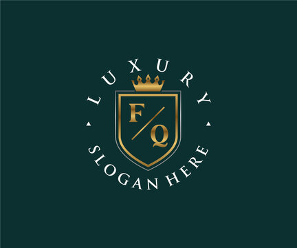 Initial FQF Letter Royal Luxury Logo template in vector art for Restaurant, Royalty, Boutique, Cafe, Hotel, Heraldic, Jewelry, Fashion and other vector illustration.