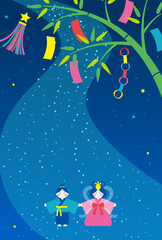 vector background with Tanabata festival illustrations for banners, cards, flyers, social media wallpapers, etc.
