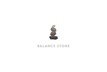 Balance Rock Stone for Wellness Spa Yoga Health Logo Design Vector