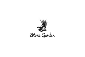 Grass and Stone for Garden Park Logo Design Vector