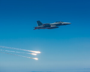 RAAF Super Hornet dropping flares during display