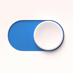 Blue Toggle Button on Isolated White Background; 3D Illustration