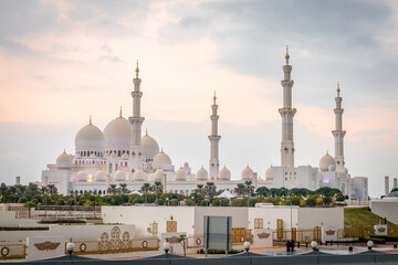 Capital of UAE, Abu Dhabi 2 May 2021 : Sheikh Zayed Grand Mosque before sunrise view, One of the...