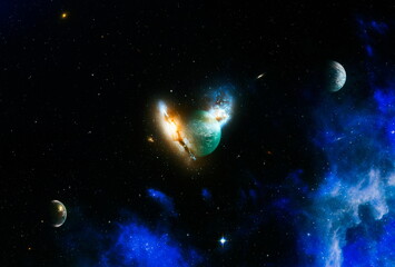 High quality space background.  Bright Star Nebula. Distant galaxy. Abstract image. Elements of...
