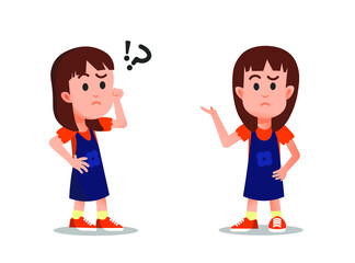 Vector illustration of a cute girl feeling confused