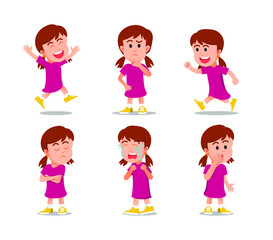 a little girl with various expressions