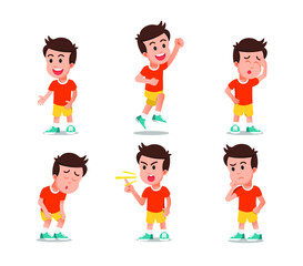 a cute boy with various expressions