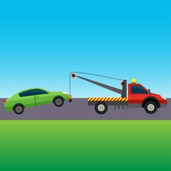 Naklejka premium Tow truck lifting a car