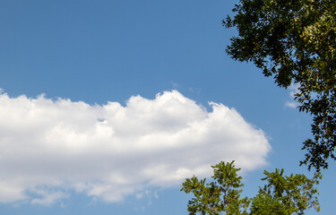 The shape of a man lying down seen in the clouds
