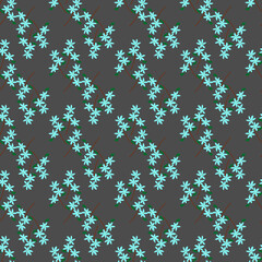 Vector seamless pattern with floral, repeating element. Pattern with a blue flower on a grey background. Use in textiles, clothing, wallpaper, design, baby backgrounds, wrapping paper.