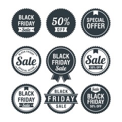 Set of black friday sale label promotion vector