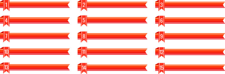 数字付きの赤色の見出しタグ　ベクターセット