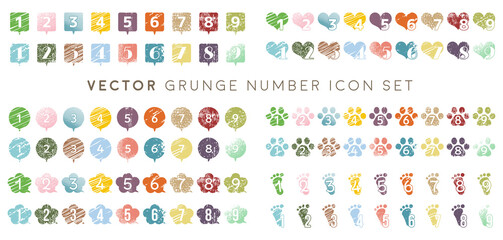 Vector grunge number icon set