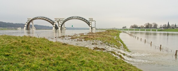 Driel Netherlands - 5 February - High water in river Rhine