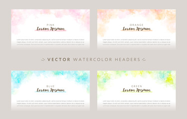 Colorful title Ornaments. watercolor vector background set
