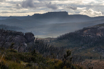 Dawn with Profile Rock breathing mist, Budawangs, NSW, April 2021
