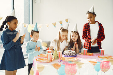 Group of kids celebrate birthday party