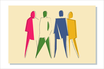 Vector illustration Standing man art painting logo