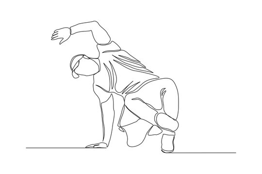 recommend clip art: Continuous line drawing of man break dancer hand stand. Single one line art concept of male hip hop dance. Vector illustration