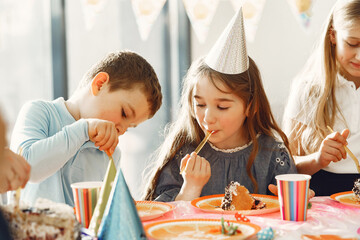 Group of kids celebrate birthday party