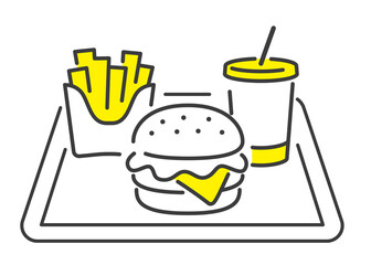 ベクターイラスト素材：ハンバーガー、ポテト、ジュース、ファーストフード
