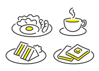 ベクターイラスト素材：朝食の料理、セット
