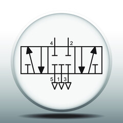 Vector illustration symbol directional pneumatic control valves 5-3 way 