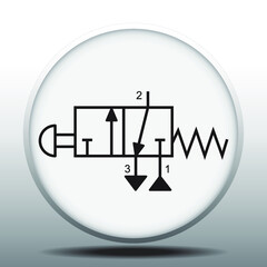 Vector illustration symbol directional pneumatic control valves 3-2 way