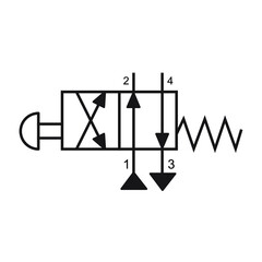 Vector illustration symbol directional pneumatic control valves sets 4-2 way 