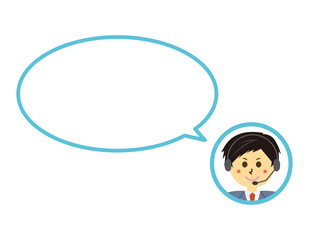 ヘッドセットを付けたテレフォンオペレーターのベクターイラスト