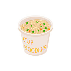 Delicious cup noodles illustration vector, Instant noodle illustration isolated on white