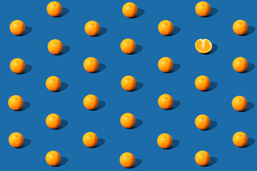 Orange fruit pattern on blue background.
