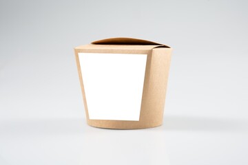 mockup packaging food box cardboard brown restaurant take-out mock up isolated on white background