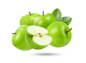  Green apple on white background