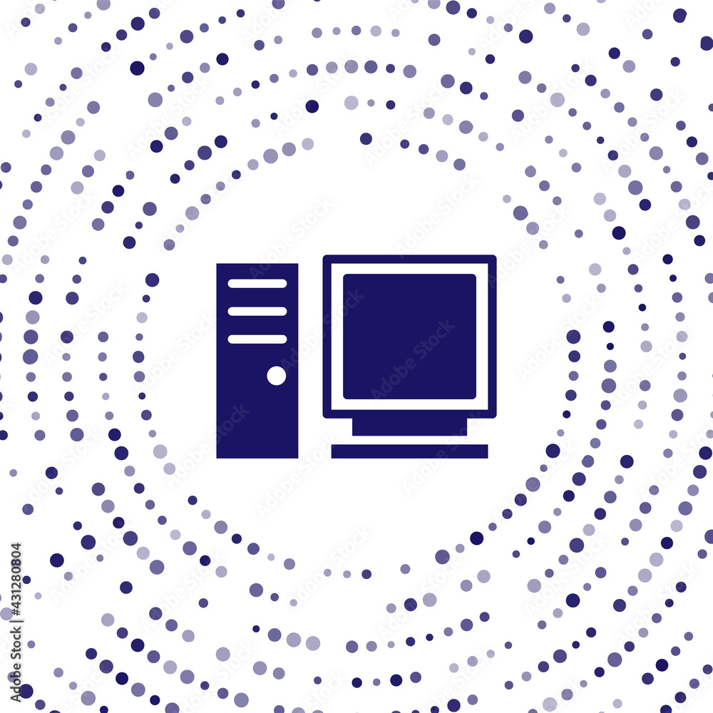 Poster blue computer monitor icon isolated on white background. pc component sign. abstract circle random d