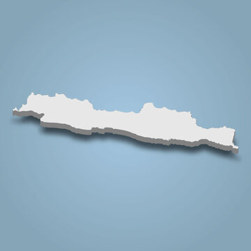 3d isometric map of Java is an island in Indonesia
