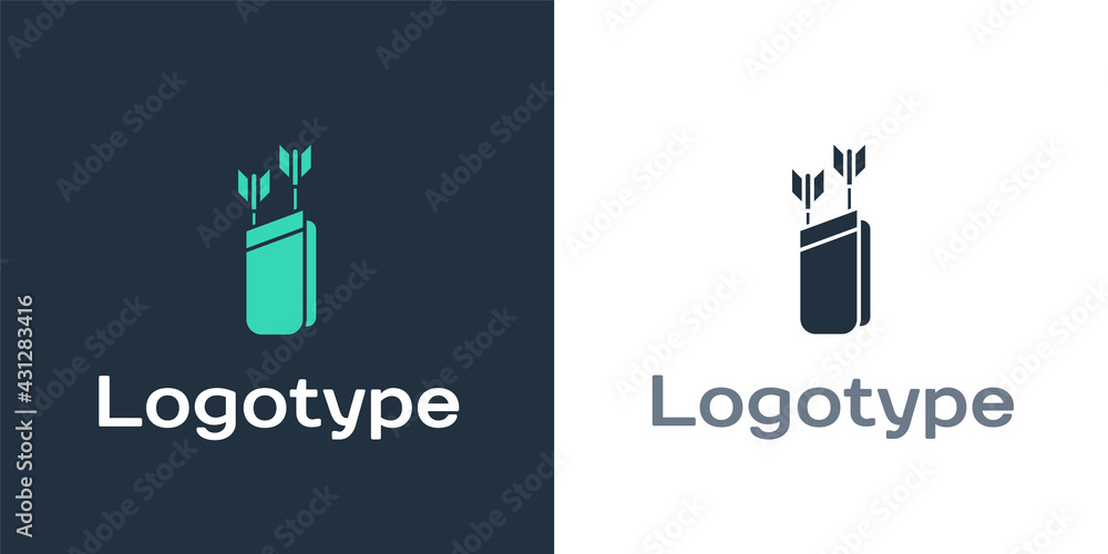 Poster logotype quiver with arrows icon isolated on white background. logo design template element. vector